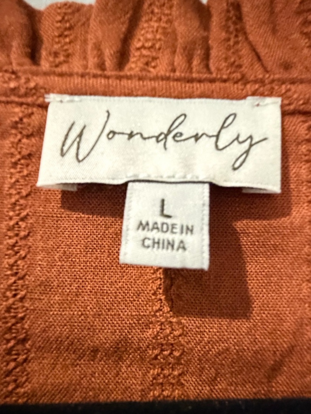 Wonderly Rust Button-Front Ruffle Collar Blouse - Picture 3 of 6